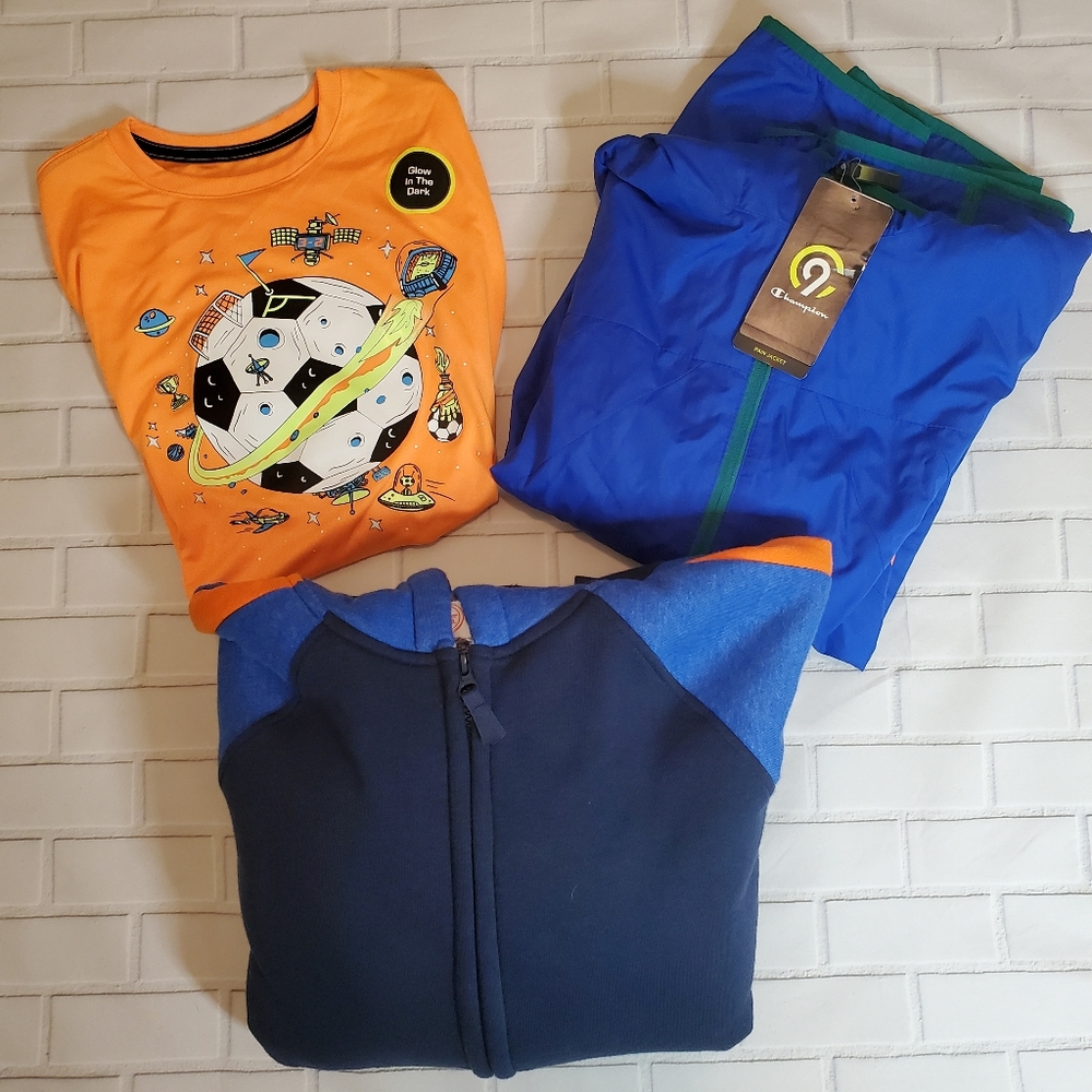 Boys 18 windbreaker, fleece sweatshirt & sport top